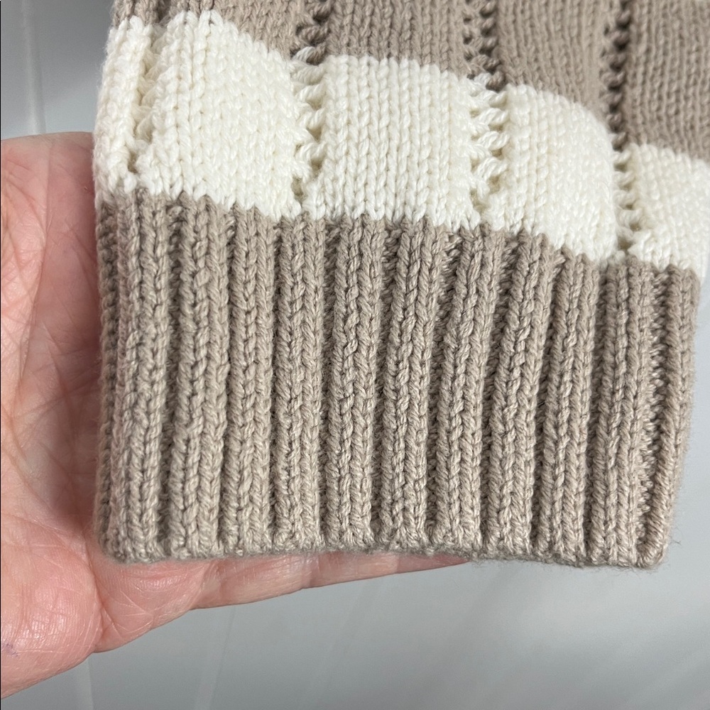 a new day Womens Tneck Knit Sweater 2X Beige Cream Stripe 1/2 Zip Soft NWT - Picture 8 of 15